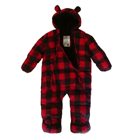 Baby Gap Buffalo Plaid Bear-Eared Snowsuit 18-24 Months - Picture 1 of 11